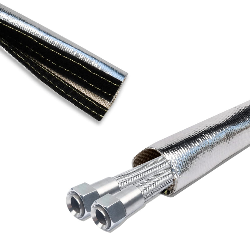 Heat Shroud Sleeve Aluminized Sleeving for Ultimate Heat Protection with Hook and Loop Closure,3/4" I.D. x 10FT,Heat Sheath Sleeve,with 20Pcs Stainless Steel Cable Metal Zip Ties - NewNest Australia