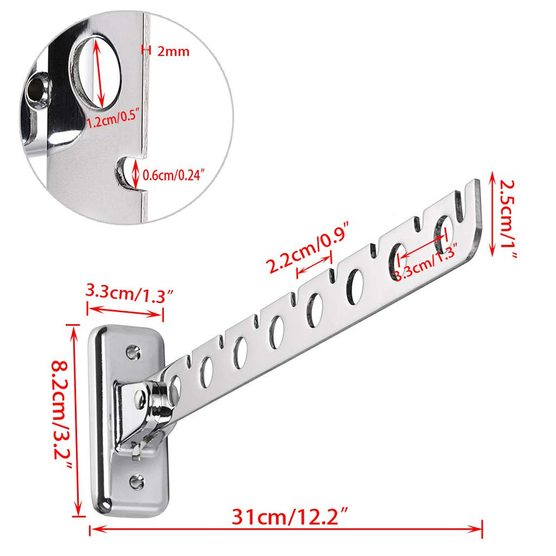 NewNest Australia - Sumnacon 12" Stainless Steel Clothes Hanger Rack, 2 Pcs Wall Mounted Folding Garment Hooks, Space Saver Clothing and Closet Rod Storage Organizer for Laundry Room Bedroom Bathroom Kitchen 