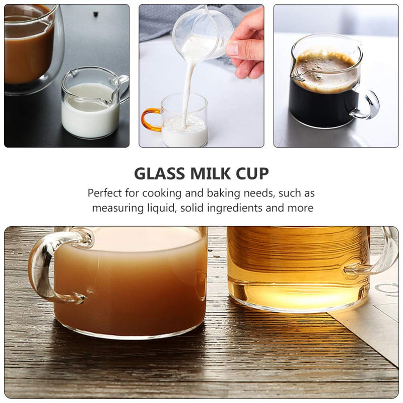 Hemoton 2pcs Glass Milk Frothing Pitcher with Measurement Glass Milk Coffee Cappuccino Latte Art Steaming Pitcher Barista Milk Jug Double Mouth Cup for Coffee Milk Art Supplies 40ml - NewNest Australia