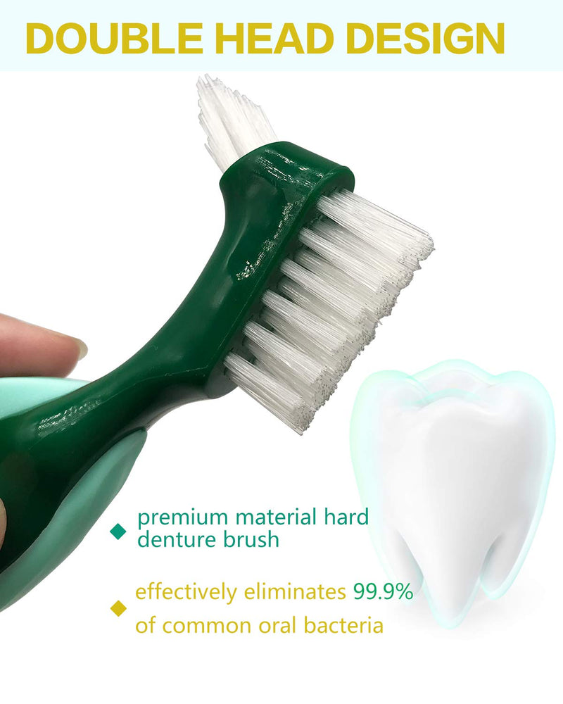 Premium Hard Denture Brush Toothbrush, Cleaning Brush, Multi-Layered Bristles & Portable Denture Double Sided Brush, Denture Care (Pack of 4) - NewNest Australia