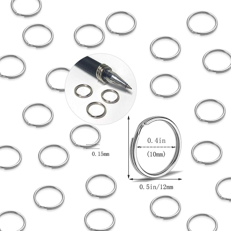 100 Pcs Split Ring, Small Key Rings Bulk Split Keychain Rings DIY Craft Metal Keychain Connector Accessories (12mm) 12mm - NewNest Australia