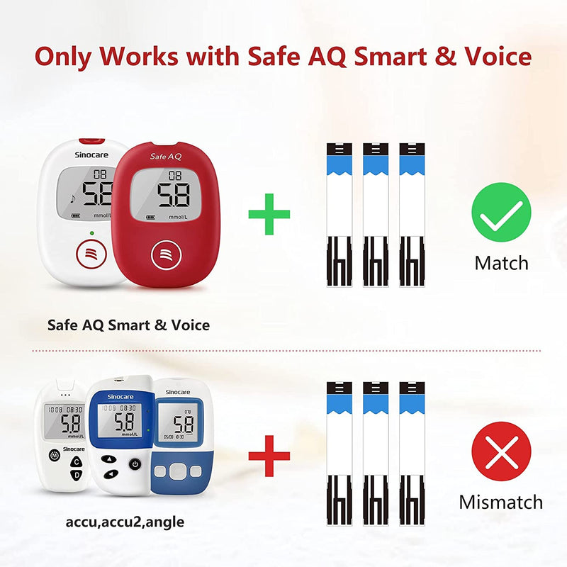 sinocare Blood Glucose Test Strips x 50 & Lancing Devices x 50, Diabetic Strips Only for sinocare Safe AQ Smart Blood Glucose Monitor or Safe AQ Voice Blood Glucose Monitor Safe AQ Test Strips x 50 - NewNest Australia