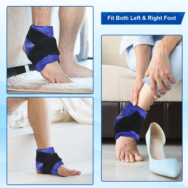 NEWGO Ankle Ice Pack Wrap for Injuries Reusable, Hot Cold Therapy Gel Foot Ice Pack for Pain Relief, Ankle Swelling, Achilles Tendinitis, Plantar Fasciitis, Sprained, Surgery Recovery (Blue) Blue - NewNest Australia