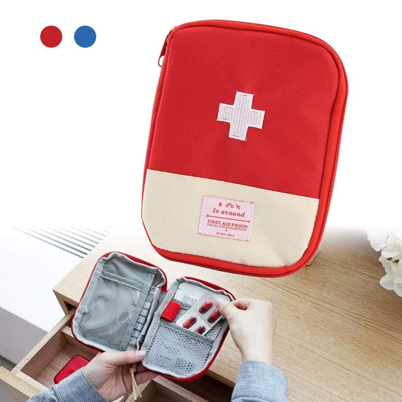 Travel Mini First Aid Pouch, Portable Mini First Aid Kit Storage Bag for Medicine Boxes WishLotus Medical Kits Empty Bag for Sports Camping Hiking Outdoor Activities Emergency (Red) Red - NewNest Australia