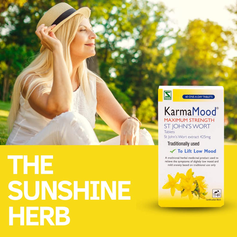 Schwabe KarmaMood Maximum Strength - St John's Wort Extract 425mg - Traditionally Used for Low Mood and Mild Anxiety - Traditional Herbal Medicinal Product - 30 Tablets 30 Count (Pack of 1) - NewNest Australia