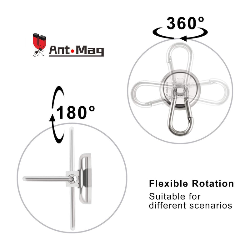 Ant Mag Carabiner Magnetic Hooks 110LBS Heavy Duty Neodymium Magnet Carabiner with Swivel Carabiner Snap Hook for Indoor/Outdoor Hanging Bagnet Grill Kitchen Purse Warehouse Office (L36-1 2 Pack) L36-1 2 Pack - NewNest Australia