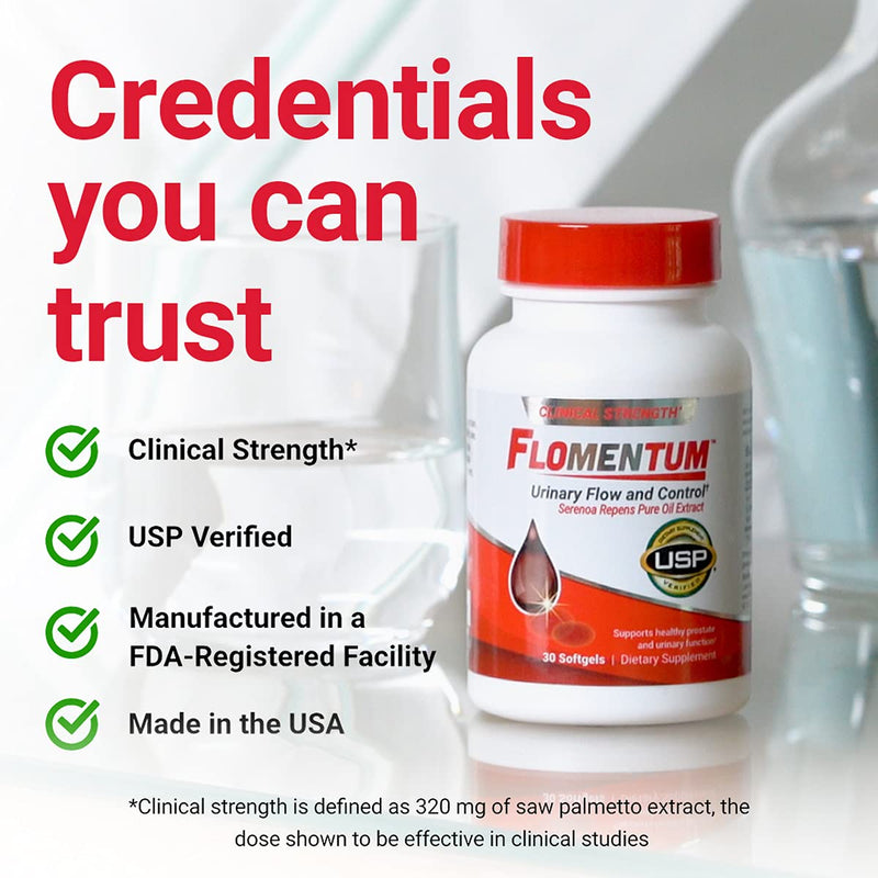 Flomentum® USP Verified Saw Palmetto Prostate Supplement for Men - Supports Healthy Urinary Function - Clinical Strength Extract- (30 Count) 30 Count (Pack of 1) - NewNest Australia