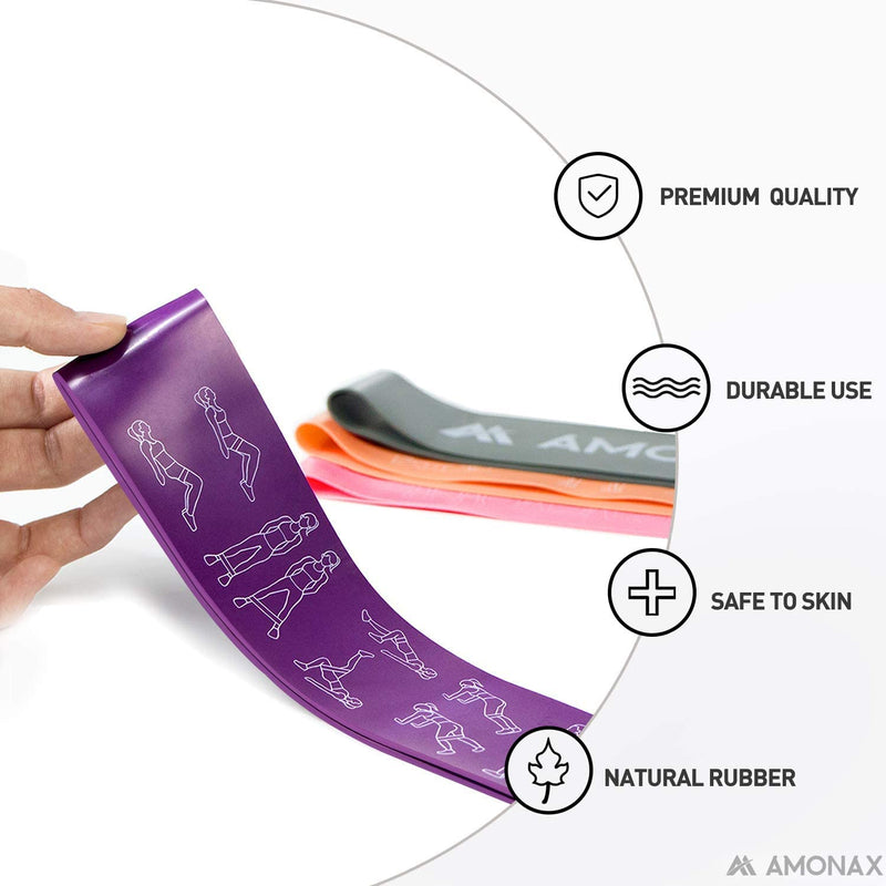 Amonax Resistance Bands Set for Women and Men, Exercise Fitness Home Gym Bands for Legs and Glutes and Arms. Yoga, Pilates Resistant Band Mini Loop Bands, Therapy Stretch Band Pink+Orange+Purple+Grey - NewNest Australia
