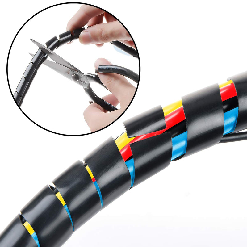 50Ft XHF 1/4" Spiral Cable Wrap 6mm(Wrapping Range:4mm-50mm) Spiral Wire Wrap Cord for Computer Electrical Wire Organizer Sleeve Hose RoHS Black Dia 6MM-Length 15M - NewNest Australia
