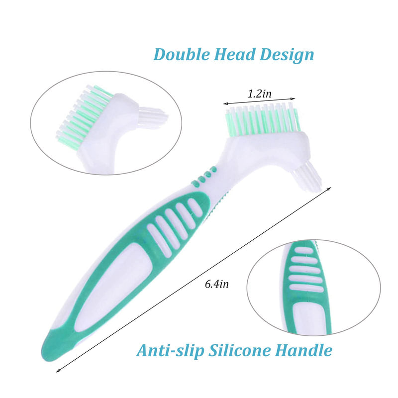 Pack of 4 Portable Denture Cleaning Brushes with Moderate Multi-Layer Bristles, Double-Sided Brush for Cleaning False Teeth - 4 Colors - NewNest Australia