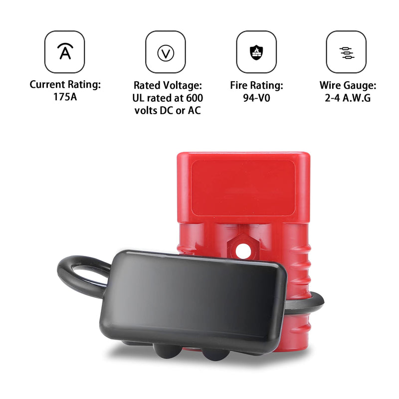 MUYI 2Pcs 175A 2-4 AWG Battery Quick Disconnect/Connect Wire Connectors 12-36V AC/DC Towing Winch Quick Connect Systems Wire Harness Plug for Recovery Winch Auto Car Trailer Driver Electrical Devices 2-4 Gauge Red - NewNest Australia