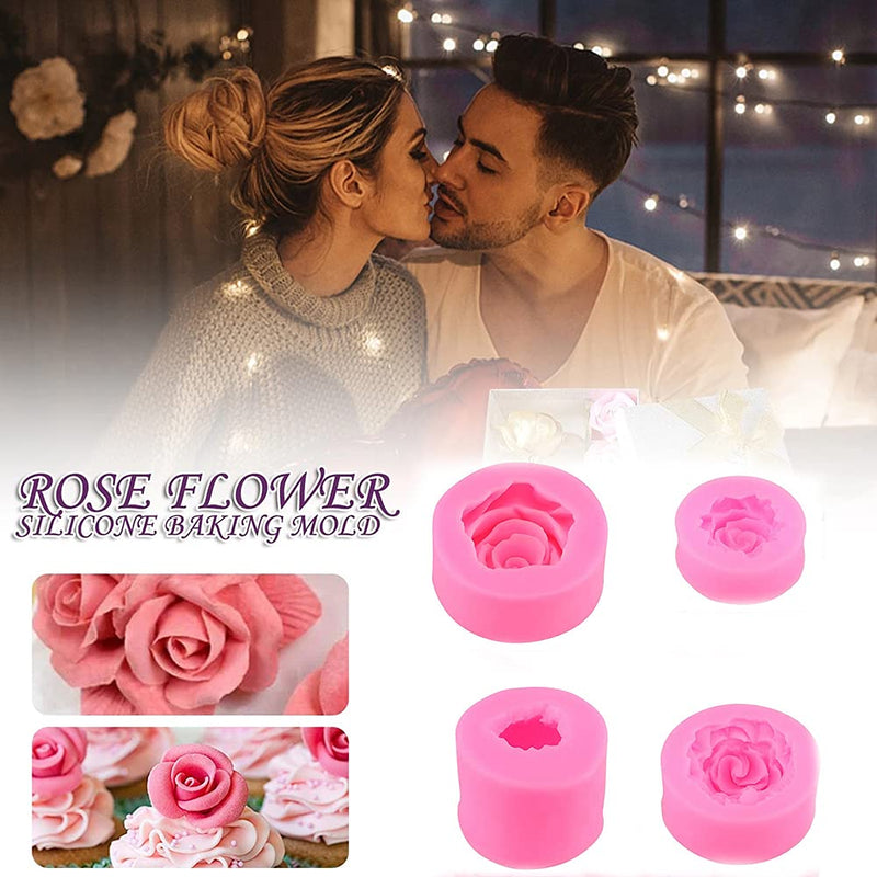 MEMOVAN 4pcs 3D Flower Silicone Soap Mold 3D Rose Flower Silicone Fondant Mold Bloom Rose Shape Resin Candle Mold for Cake Decoration Chocolate Handmade Soap Candy Making Clay Lotion Bar Wax DIY Craft - NewNest Australia