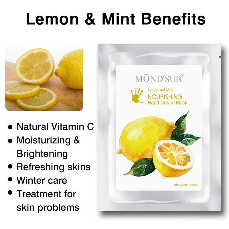 5 Pairs MOND'SUB Moisturizing Gloves | Natural & Organic Moisturizing Hand Masks for Dry Skins | Collagen Spa Treatment with Vitamin C| Professional Hydrating Gloves for Brightening & Whitening Skins Lemon - NewNest Australia