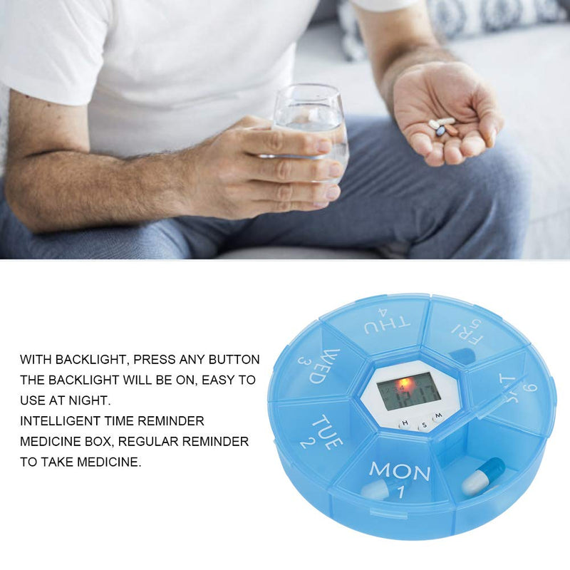 Brrnoo Automatic Medication Reminder Daily Pill Reminder with Timer, Pill Organiser for Setting Alarms and Taking Medicine, 7day Pill box with backlight (bule) Bule - NewNest Australia