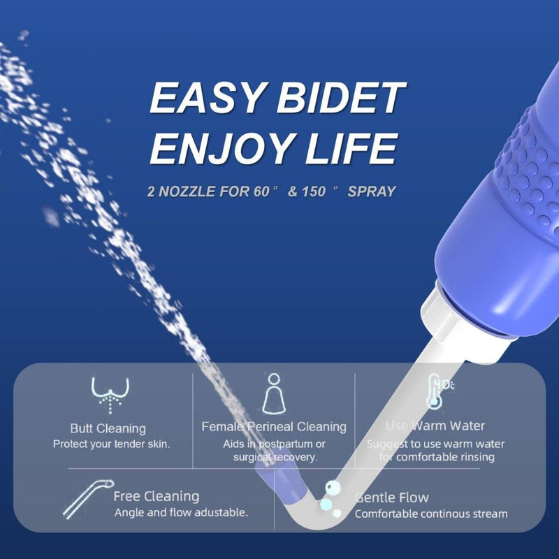 2 Pack Portable Travel Bidet Bottle 450ml - KKPOT Handheld Bidet Sprayer for Toilet, Peri Bottle for Personal Hygiene Care,Postpartum Perineal Irrigation with Travel Bag (Blue) Blue - NewNest Australia