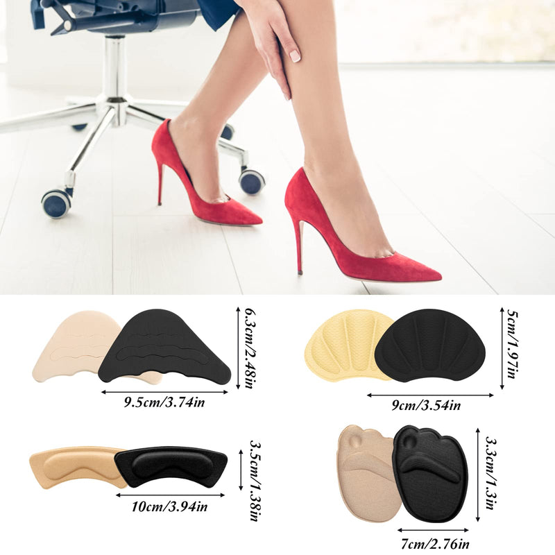 Molain Heel Pads Cushions Filler for Too Big Shoes Wear Anti-Slip Helper Grips Inserts Toe Loose Liners Brace Fit Tighter Size Boots for Womens Men (8 Pairs Set A) 8 Pairs Set a - NewNest Australia