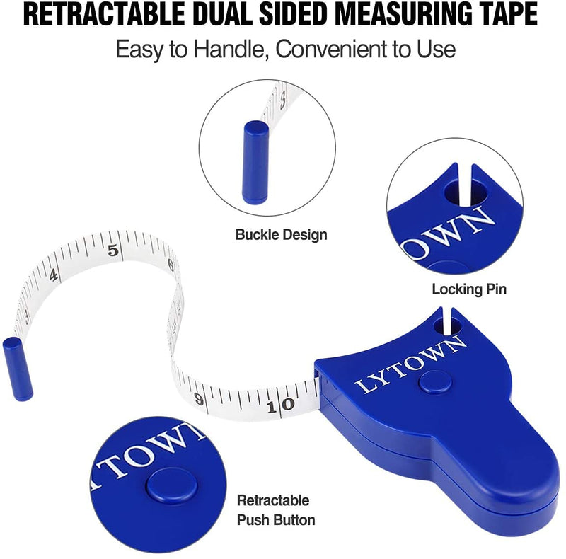 Body Measuring Tape, 4PCS Measuring Tape for Body, Lock Pin and Push-Button, Portable Retracable Body Measuring Ruler for Fitness, Weight Loss, Tailor, Sewing, Handcrafts, Home and More（60in/150cm） BLACK+BLUE - NewNest Australia