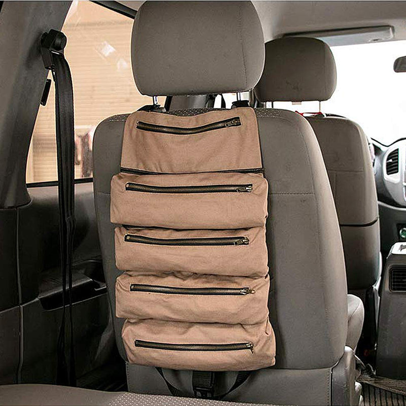Super Tool Roll Up Bag/pouch,durable Canvas Wrench Tool Roll Up Pouch With 5 Zipper Pockets,car Back Seat Organizer/Khaki Khaki - NewNest Australia