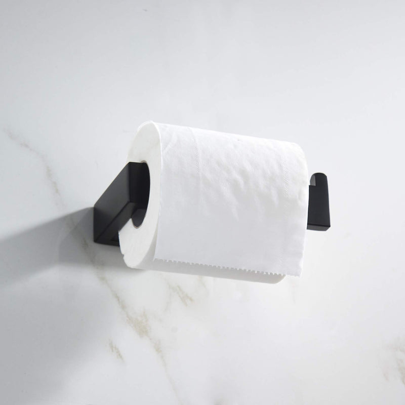 JunSun Stainless Steel Toilet Paper Holder Contemporary Bathroom Hardware Euro Paper Towel Roll Holder for Bathroom Lavatory Wall Mounted, Matte Black - NewNest Australia