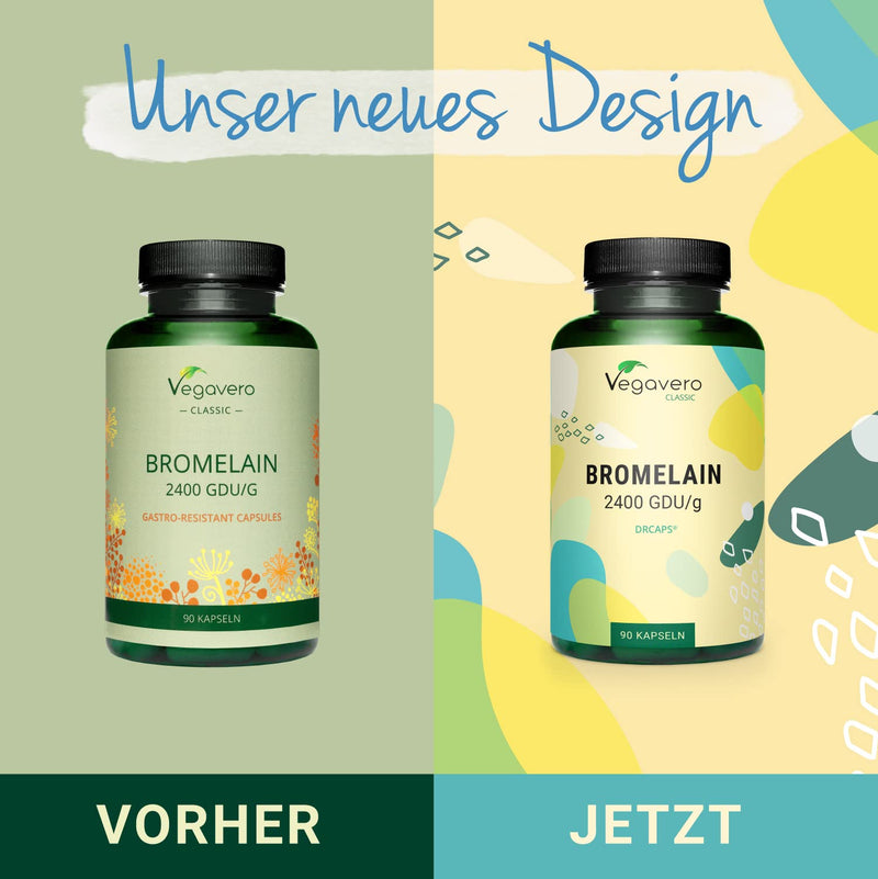 Natural Bromelain High Dose | Premium: 2400 Fip - 1200 Gdu | Enteric Juice-Resistant Drcaps | Laboratory Tested | Pineapple Enzymes | Vegan - No Additives | German Production Vegavero - NewNest Australia