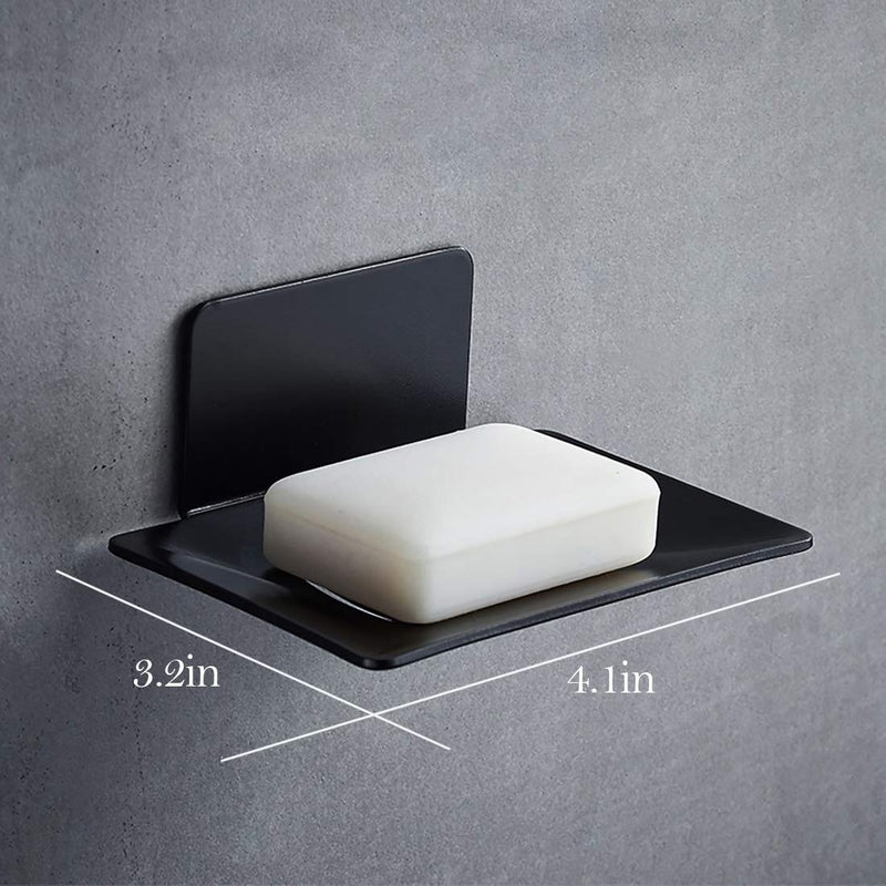 CHRUNONE Self-Adhesive Soap Dish for Shower, Aluminum Bar Soap Holder Dishes for Bathroom Black - NewNest Australia