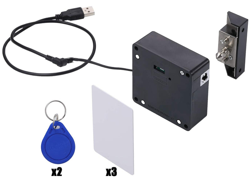 Homello Electronic Cabinet Lock with USB Cable - Hidden DIY RFID Locks with RFID Cards for Office Home Wooden Cabinet, Drawer, Locker, Gun Box Black 1.2x3 Inch - NewNest Australia