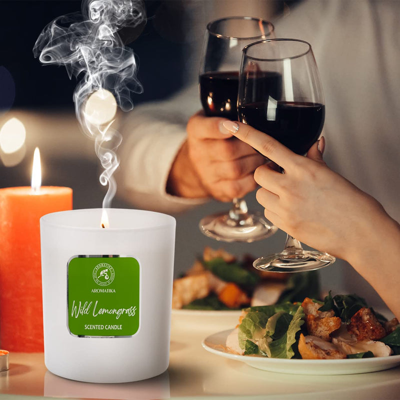 Aroma Candle Lemongrass - Aromatherapy Soy Wax Candles With Lemongrass Oil - Vegan Soy Wax With Essential Oils - Candle Gift - Scented Candle In Glass - Up To 45 Hours Burning Time - NewNest Australia