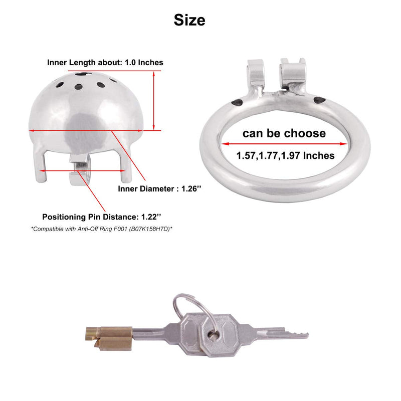 TERNENCE Metal Chastity Device Male Comfortable Virginity Lock Chastity Belt with Small Cage C240 (1.57 inch / 40mm) 1.57 Inch (Pack of 1) - NewNest Australia