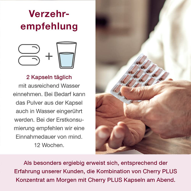 Montmorency sour cherry capsules - high dosage (50:1) - Cherry PLUS - 1,200mg sour cherry extract per daily dose - German, pharmaceutical quality - 1 month - 60 pieces 60 pieces (pack of 1) - NewNest Australia