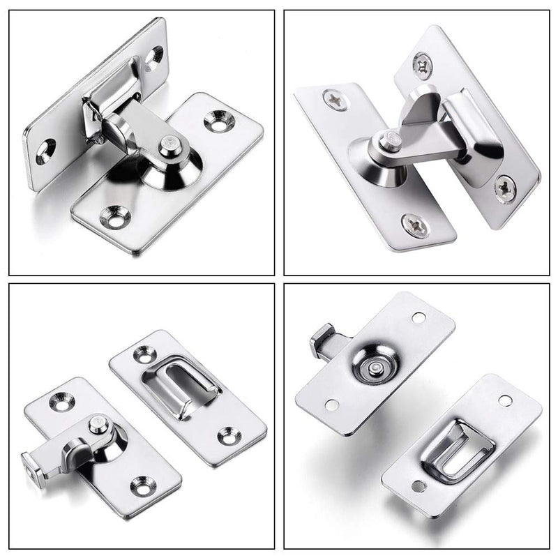Alamic 90 Degree Door Lock 1-3/4" Right Angle Door Latch Bolt Stainless Steel Sliding Door Lackock Latch Hasp for Door Window Closet Barn Door Lock - 2 Pack - NewNest Australia