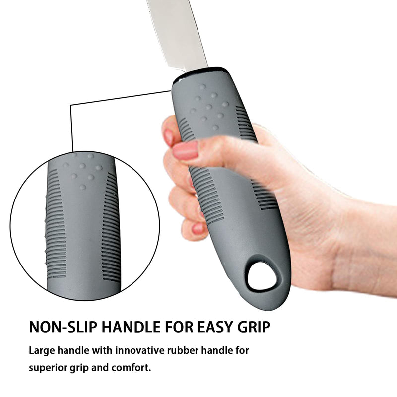 Yuflen 4Pcs Grey Disability Aids Cutlery Sets Extra Wide Handles Easy Grip Cutlery Set Soft and Comfortable Grips Cutlery for Disabled,Elderly and Parkinson's Arthritis - NewNest Australia
