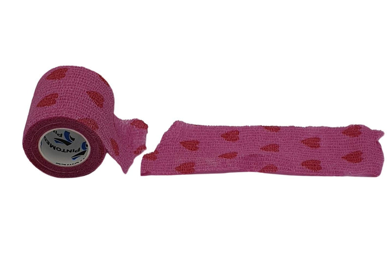 Pintomed Self-Adhesive Bandage, Stretched, 3 X Pink + 3 X Pink With Red Hearts, Bandages Rolls, 5 Cm X 4.5 M, Cohesive Bandage, Bandage, Fixing Bandage, Health Plaster, Sports Tape; Piece For Wrist - NewNest Australia