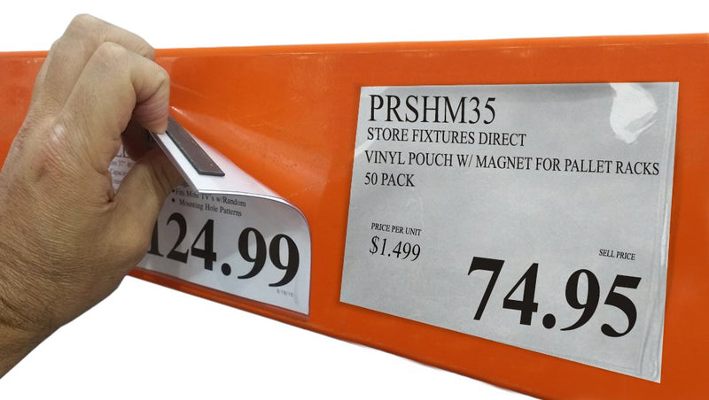 Pallet Rack Sign Holder Kit Clear Vinyl Pouch with Magnet for 4" H x 6" L Cards - 10 Pack - NewNest Australia