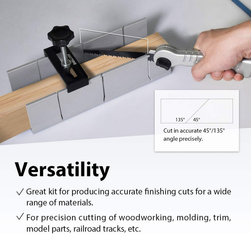 FIRSTINFO Metal Aluminum Miter Box 9.8 Inch Mitre Box for Manual Saw for Hand Saw 3 Cutting Angles w/Fixable Screw - NewNest Australia