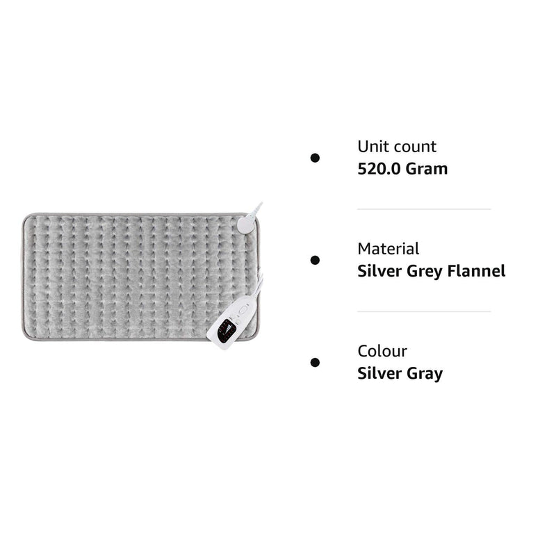 DIZA100 Heating Pad with Auto Shut Off, Fast Heating Technology, Machine Washable,Soft Flannel Safe Electric Heat Pad for Body Relaxation (12 x 24 inches) Silver Grey Flannel - NewNest Australia