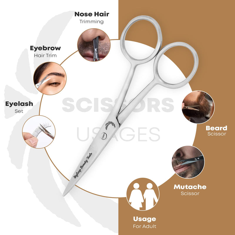 Stainless steel beard scissors with comb is for men - Small scissors are for nose ear and eyebrow hair - NewNest Australia