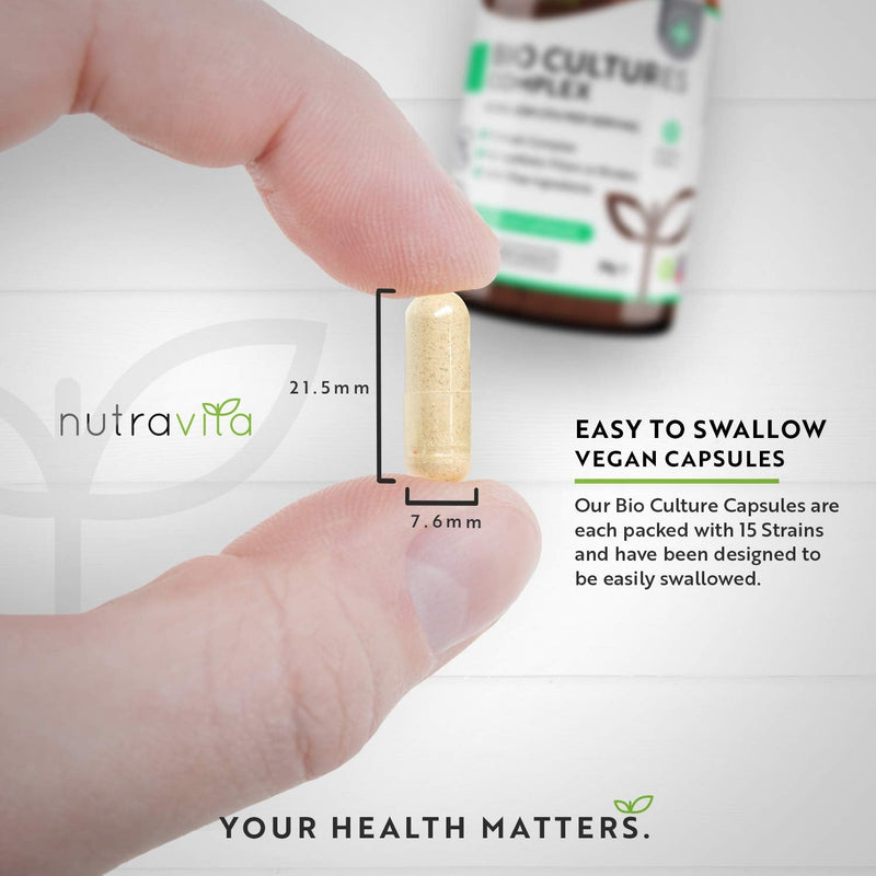 Bio Cultures Complex - 40 Billion Cfu Per Daily Dose With 15 Bacterial Strains - High Dose Vegan Probiotic Capsules With High Efficiency And Intensive Active Ingredient Content - Made By Nutravita - NewNest Australia