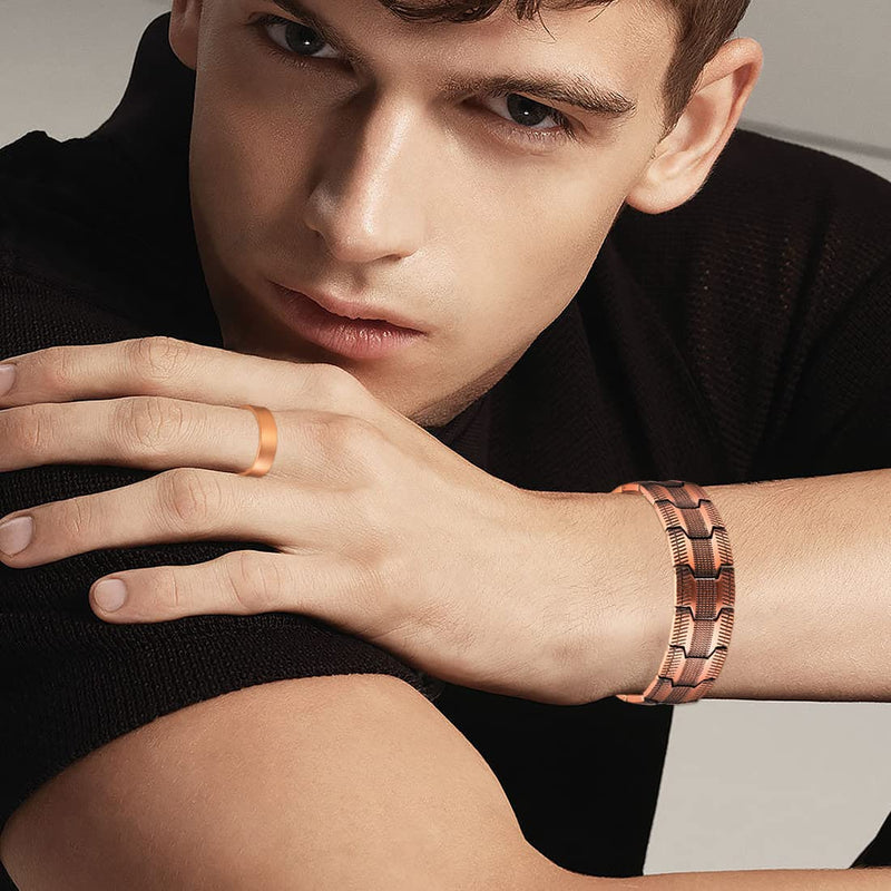 Vicmag Copper Bracelet for Men Copper Magnetic Bracelet Ultra Strength Double Row 3500 Gauss Wristband Brazaletes with Adjustment Tool & Jewelry Gift Box (Copper Pattern) Copper Pattern - NewNest Australia