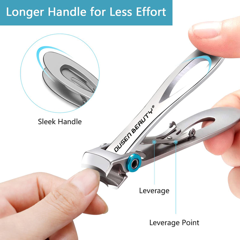 Nail Clippers for Thick Nails, Wide Jaw Opening Nail Clippers with Curved and Slant Straight Blade Edge, Heavy Duty Thick Toenail Clippers Fingernail Cutters Set with File for Seniors Adult Men Women Silver (Curved + Straight) - NewNest Australia