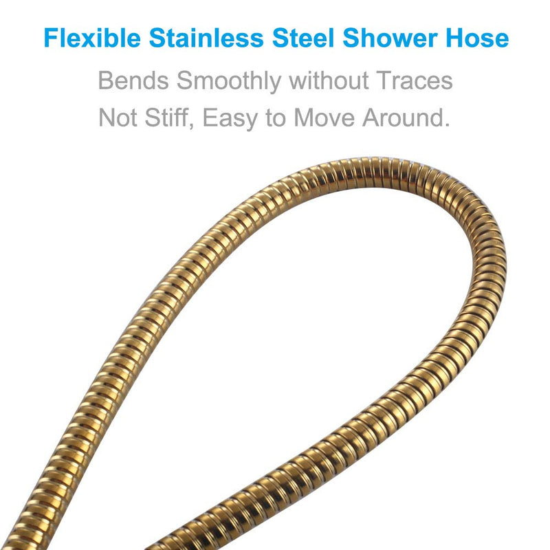 Flexible Shower Hose 59-Inch, APLusee Stainless Steel Replacement Shower Hose with Swivel Brass Adapter, for Shower Head/Bidet Handheld Sprayer Wand 4.9ft, Gold 59" (4.9 ft / 1.5m) - NewNest Australia