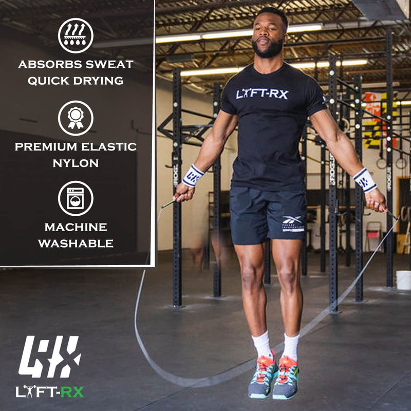 LYFT-RX Wrist Sweatbands for Weightlifting, Gym, Cardio, Weight Lift & Sports, 4.5 inch, Sweat Wicking Elastic Wrist Bands, Men & Women, 4PACK (2 Pairs/2 Colors) Medium Pair Black/Pair White - NewNest Australia