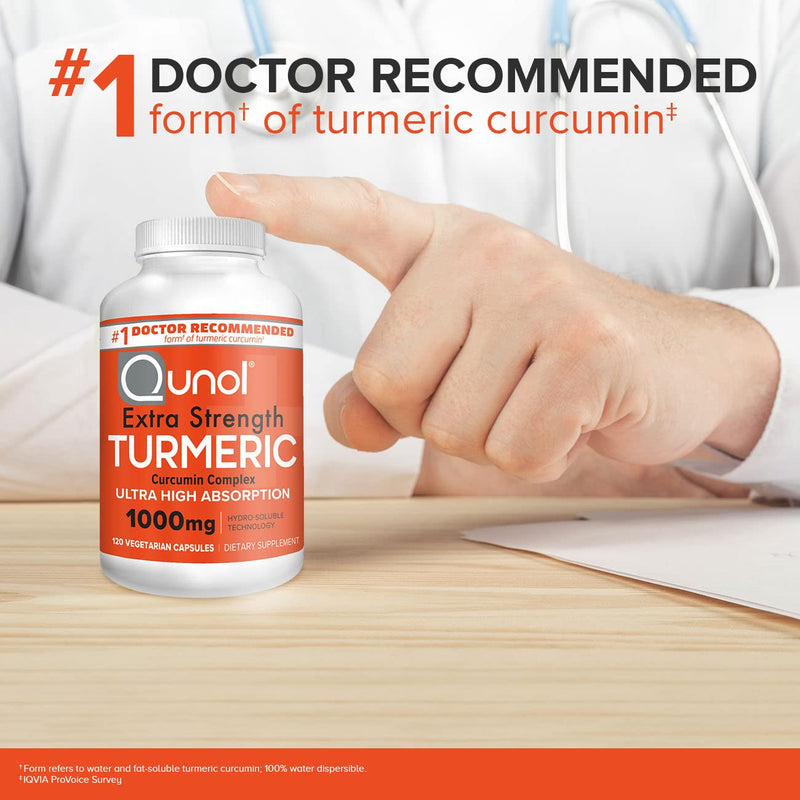 Turmeric Curcumin Capsules, Qunol 1000mg Extra Strength Supplement, Patented Hydro-Soluble Technology, Alternative to Turmeric Curcumin with Black Pepper, 30 Veggie Capsules 30 Count (Pack of 1) - NewNest Australia