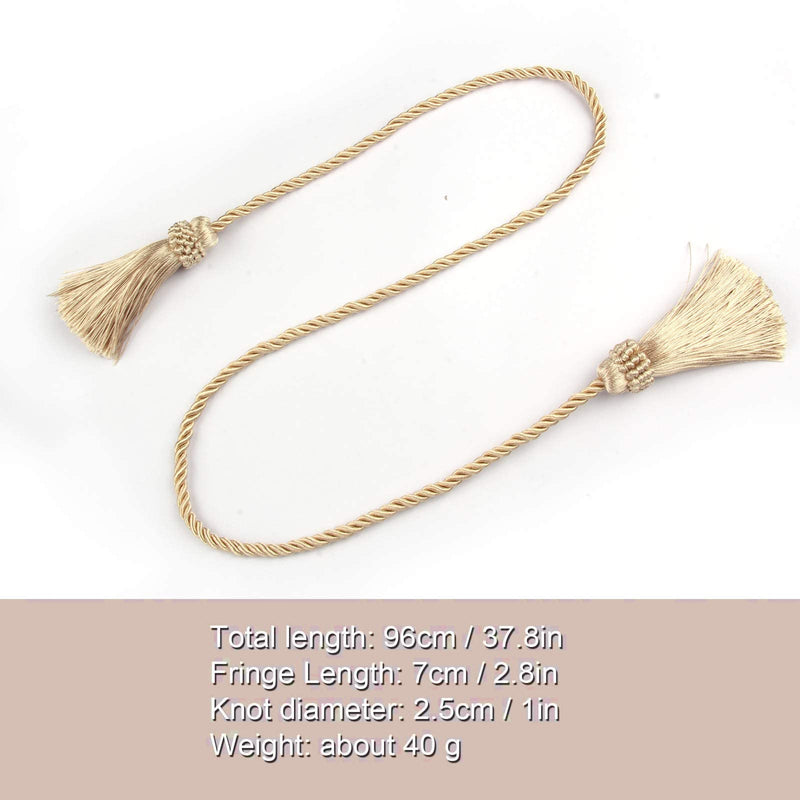 Fenghuangwu Curtain Tiebacks Handmade Decorative Curtain Holdbacks Rope with Tassel (Beige, 6) Beige - NewNest Australia
