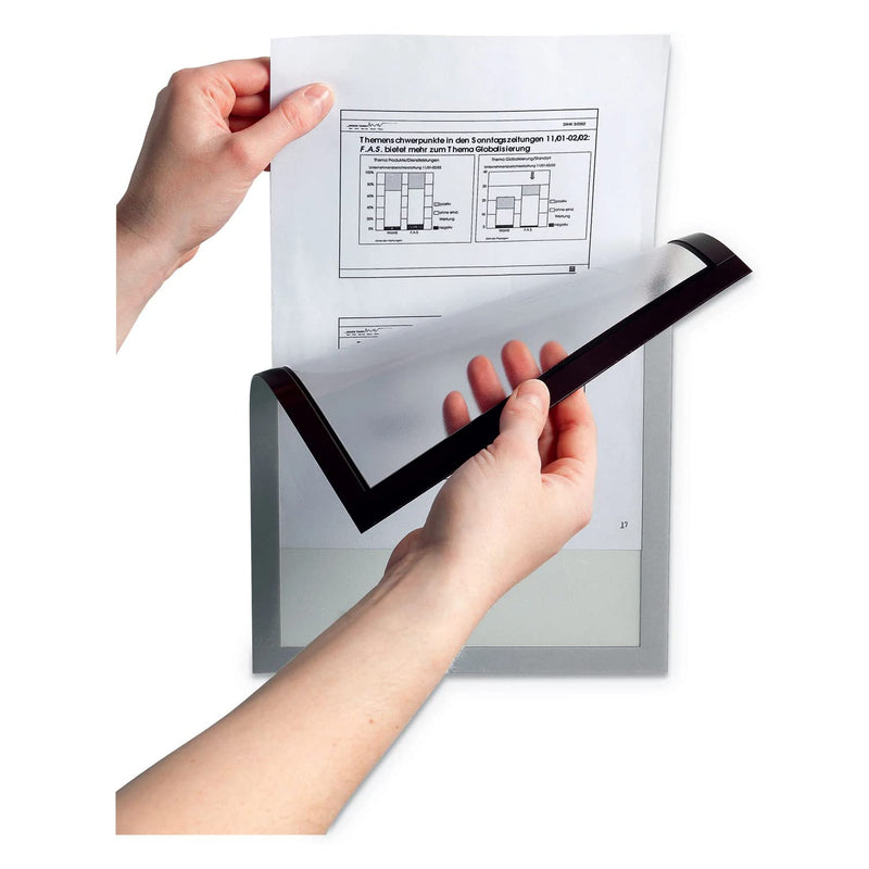 DURABLE Magnetic DURAFRAME Document Sign Holder, Letter-Size 8-1/2" x 11", Silver, 2 Pack (477123) Letter, 8-1/2" x 11" - NewNest Australia