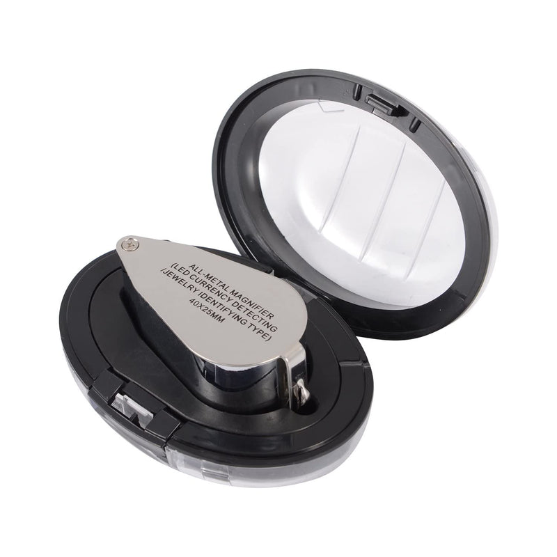 2 Pack 40X Full Metal Illuminated Jewelry Loop Magnifier, XYK Pocket Folding Magnifying Glass Jewelers Eye Loupe with LED(LED Currency Detecting/Jewelry Identifying) 2 Pack - NewNest Australia