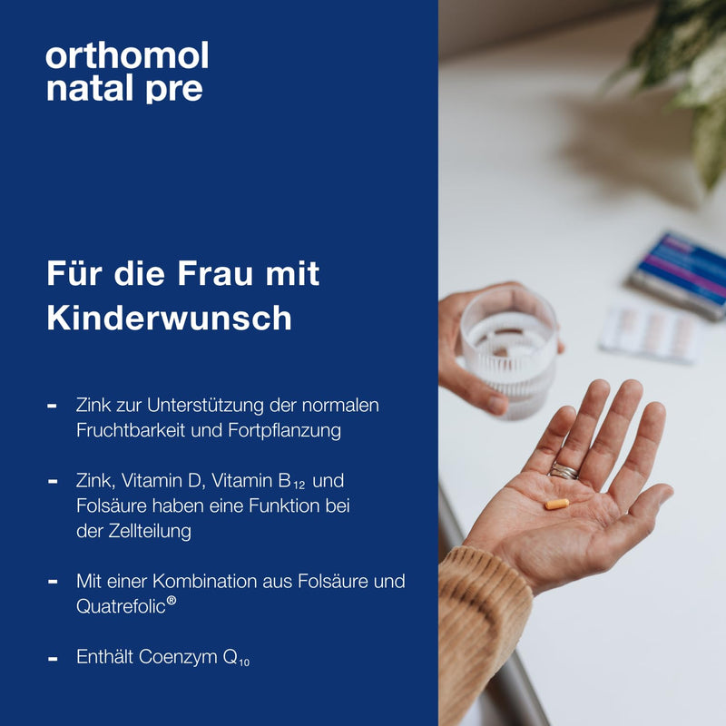 Orthomol Natal pre for women who want to have children - with vitamin B12, folic acid and zinc - support fertility - capsules of 30 x daily portions - NewNest Australia