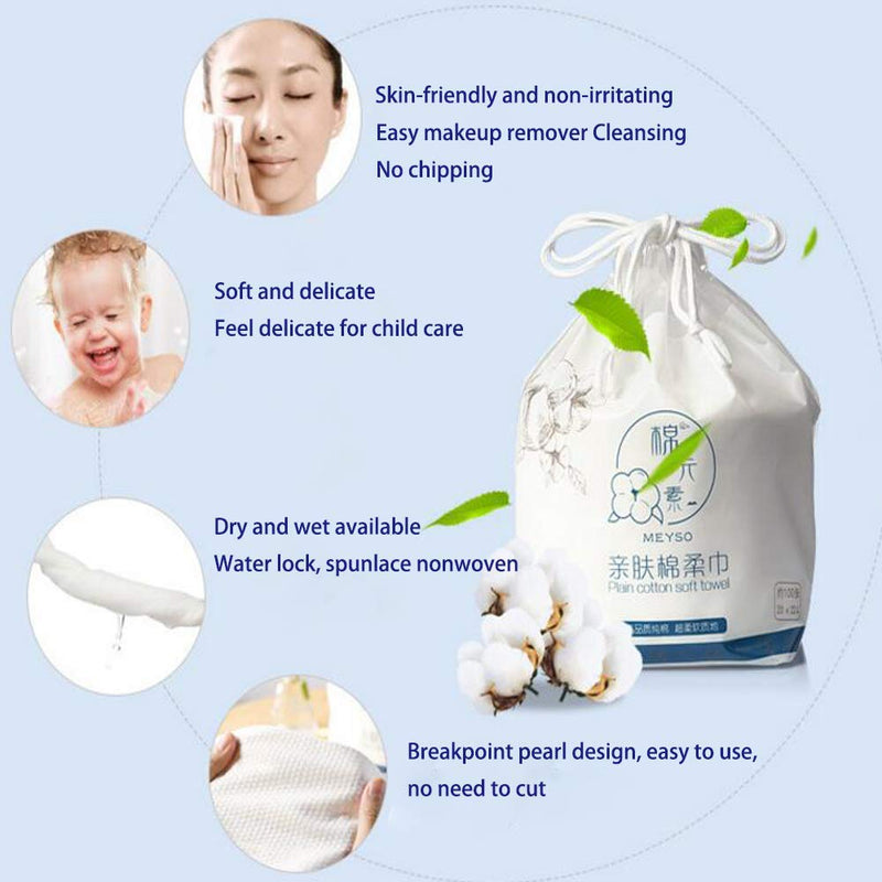 Ruihua Disposable Cotton Face Towel, Non-woven Fabric Disposable Wipers Washcloths, Makeup Facial Soft Pads, Disposable Beauty Towels 100 pieces per roll - NewNest Australia