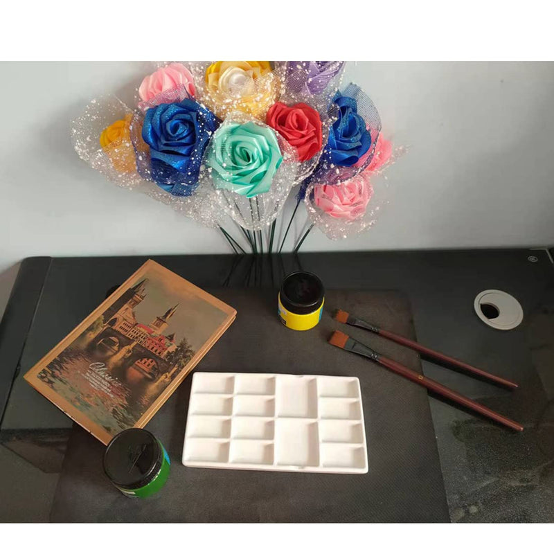 Gemerglity 14 Wells Ceramic Artist Paint Palette - 8 Inch Porcelain Watercolor Painting Palette Ceramic Mixing Tray for Painters - NewNest Australia