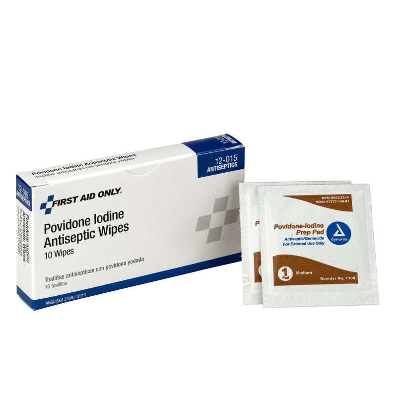 First Aid Only 12-015 Antiseptic Povidone PVP Iodine Wipe (Box of 10) - NewNest Australia