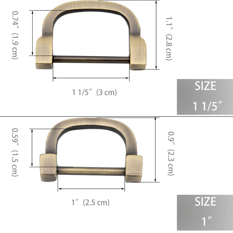 Loosco Horseshoe D-Rings,4 PCS Screw in Shackle D Ring for Purses,Belt Clasps,Leather Craft Accessories,Purse Findings (Brushed Brass,1") Brushed Brass 1" - NewNest Australia